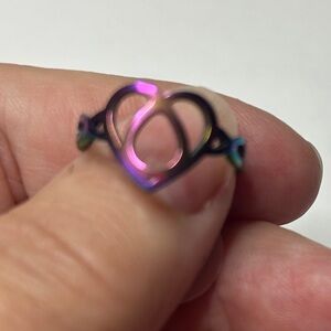Rainbow Stainless Steel Ring Heart